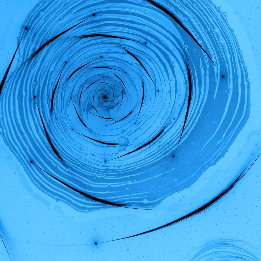 Blaues fraktales Muster im Sinne eines «abstrakten Spiral-Strudels» als neues Dachbild von sitem-insel